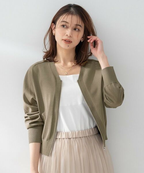 UNTITLED / アンタイトル カーディガン・ボレロ | シアーレーヨンZIPカーディガン（トープ(054)）