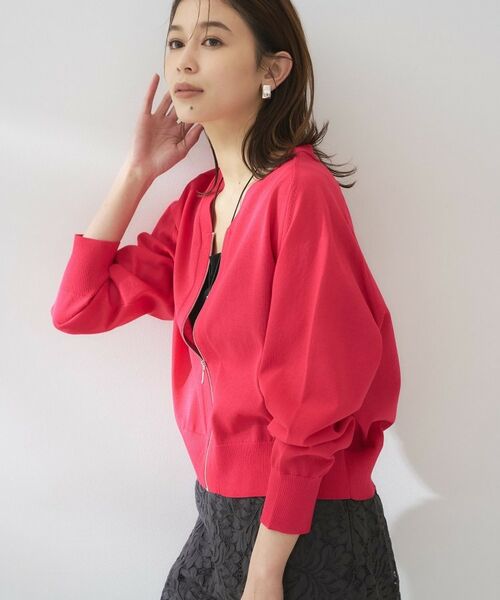 UNTITLED / アンタイトル カーディガン・ボレロ | シアーレーヨンZIPカーディガン（ピンク(073)）