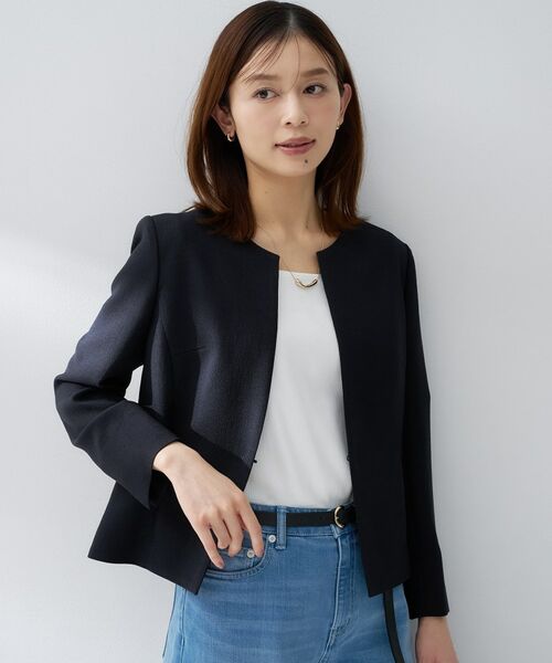 UNTITLED / アンタイトル ノーカラージャケット | ミニマルシルエットジャケット（ネイビー(094)）