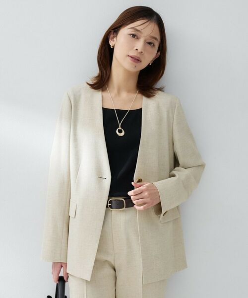 UNTITLED / アンタイトル ノーカラージャケット | スラブカラーレスジャケット（ライトベージュ(051)）