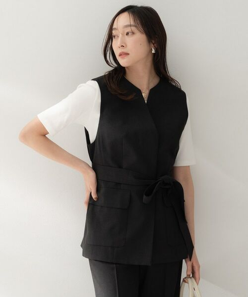 UNTITLED / アンタイトル ベスト | スラブキーネックジレ（ブラック(019)）