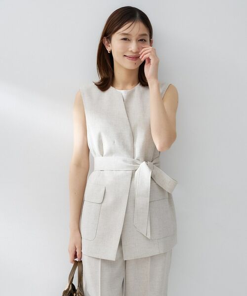 UNTITLED / アンタイトル ベスト | スラブキーネックジレ（ライトベージュ(051)）