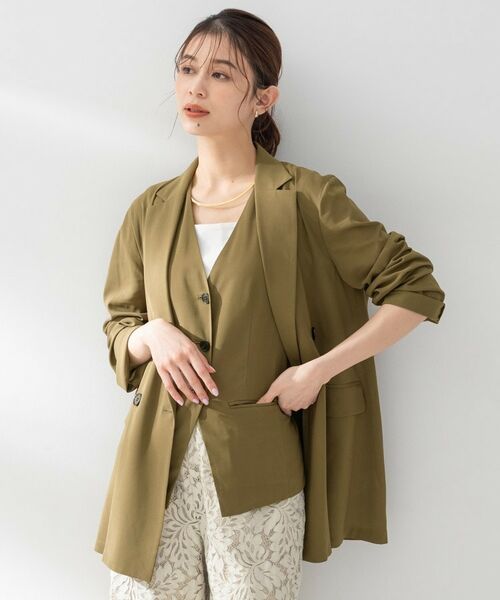 UNTITLED / アンタイトル テーラードジャケット | ドライシアーダブルジャケット(カーキ(027))