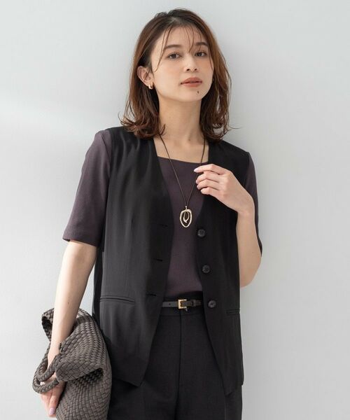 UNTITLED / アンタイトル ベスト | ドライシアーVネックジレ(ブラック(019))