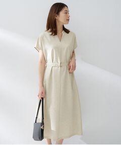 UNTITLED / アンタイトル ロング・マキシ丈ワンピース | スラブバンドカラーワンピース