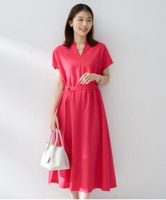 UNTITLED / アンタイトル ロング・マキシ丈ワンピース | スラブバンドカラーワンピース