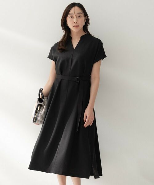 UNTITLED / アンタイトル ロング・マキシ丈ワンピース | スラブバンドカラーワンピース（ブラック(019)）