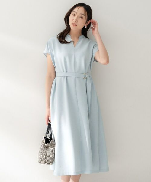 UNTITLED / アンタイトル ロング・マキシ丈ワンピース | スラブバンドカラーワンピース（サックスブルー(690)）