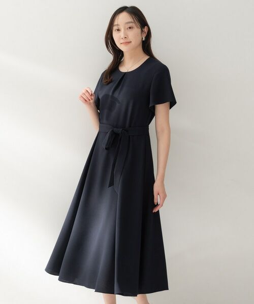 UNTITLED / アンタイトル ミニ丈・ひざ丈ワンピース | ドレープツイルワンピース（ネイビー(094)）