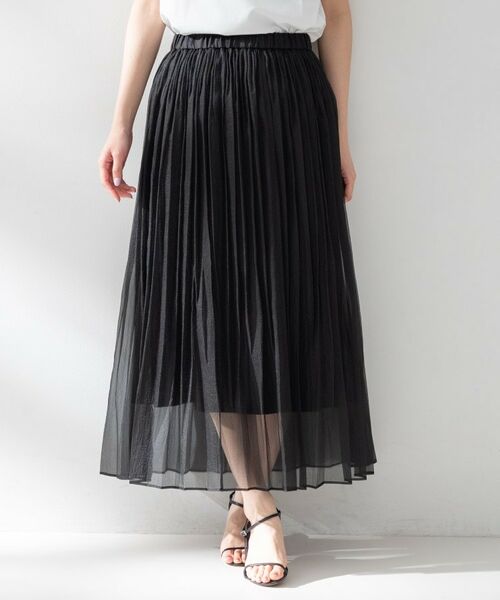 UNTITLED / アンタイトル スカート | エアリーシアープリーツスカート(ブラック(019))