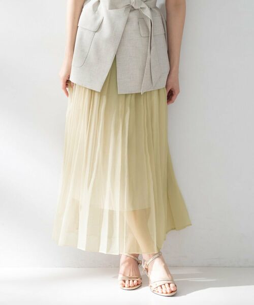 UNTITLED / アンタイトル スカート | エアリーシアープリーツスカート(ライトベージュ(051))
