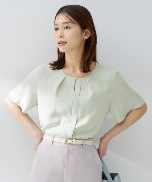 UNTITLED / アンタイトル シャツ・ブラウス | ジョーゼットミニマルブラウス（ライトグリーン(020)）