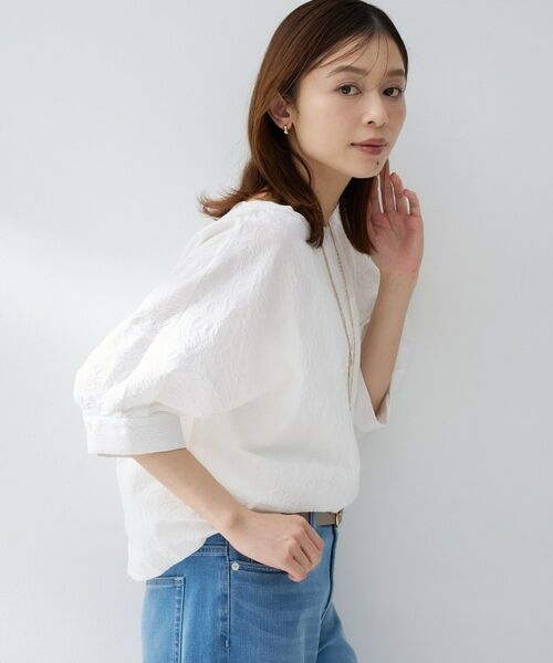 UNTITLED / アンタイトル シャツ・ブラウス | ジャカードボートネックブラウス（オフホワイト(003)）