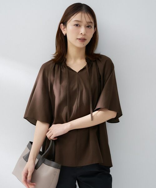 UNTITLED / アンタイトル シャツ・ブラウス | シルキーシフォンブラウス（ブラウン(044)）
