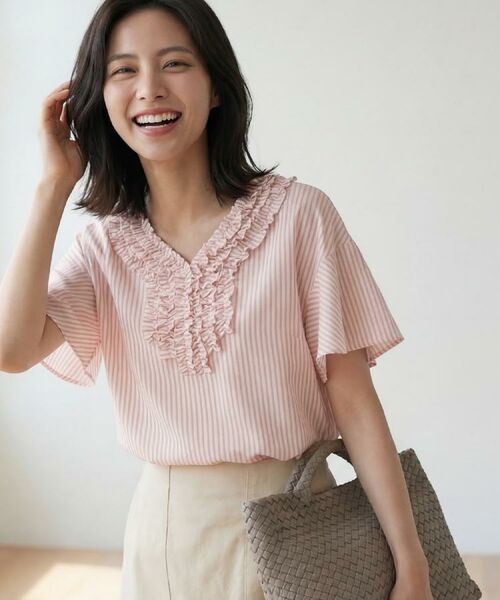 UNTITLED / アンタイトル シャツ・ブラウス | Vネックフリルブラウス(ライトピンク(670))