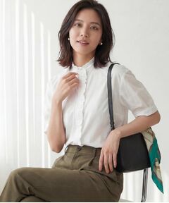 スタンドカラーフリルブラウス