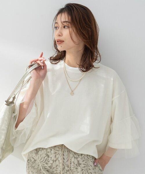 UNTITLED / アンタイトル カットソー | 【Munich】ラッフルスリーブトップス（ホワイト(001)）