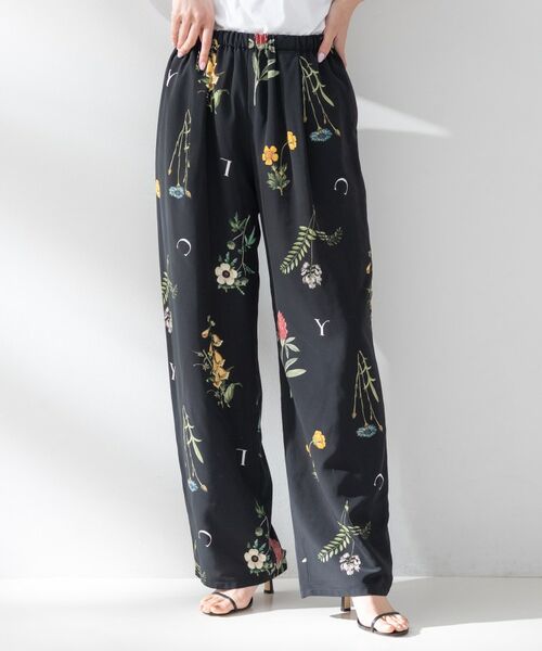 UNTITLED / アンタイトル パンツ | 【Liyoca】ボタニカルプリントイージーパンツ（ブラック(119)）