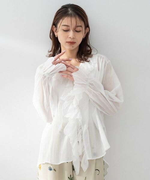 UNTITLED / アンタイトル シャツ・ブラウス | 【Liyoca】コットンシフォンフリルブラウス（ホワイト(001)）