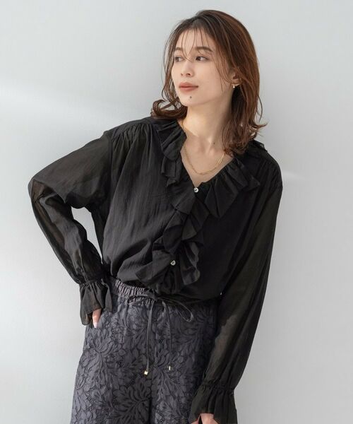 UNTITLED / アンタイトル シャツ・ブラウス | 【Liyoca】コットンシフォンフリルブラウス（ブラック(019)）
