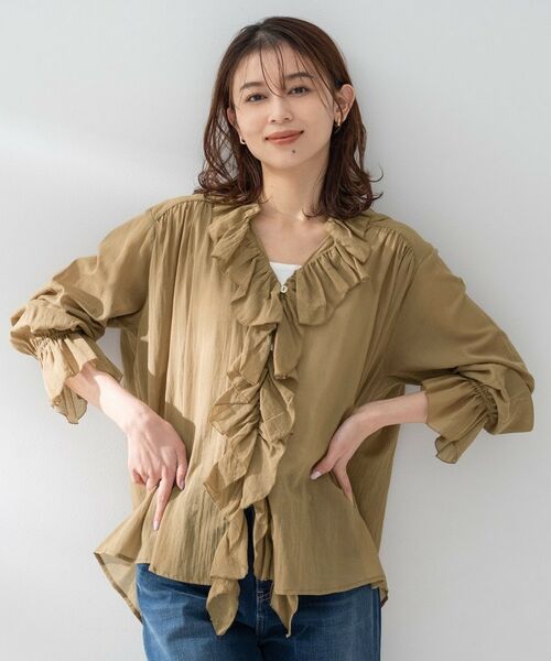 UNTITLED / アンタイトル シャツ・ブラウス | 【Liyoca】コットンシフォンフリルブラウス（ブラウン(043)）