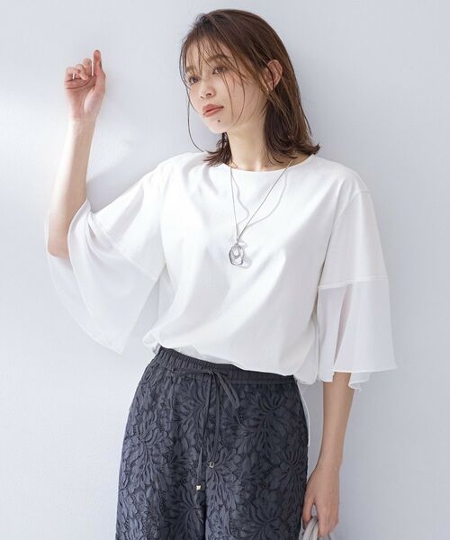 UNTITLED / アンタイトル カットソー | 袖シアープルオーバー（オフホワイト(003)）