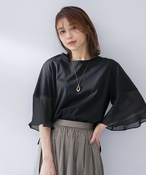 UNTITLED / アンタイトル カットソー | 袖シアープルオーバー（ブラック(019)）