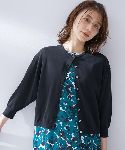 UNTITLED / アンタイトル カーディガン・ボレロ | ハイゲージクルーネックカーディガン（ブラック(019)）