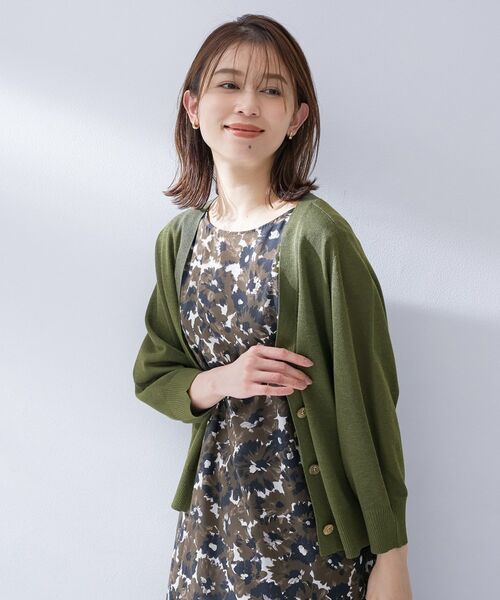 UNTITLED / アンタイトル カーディガン・ボレロ | リネンエステルカーディガン（オリーブグリーン(026)）