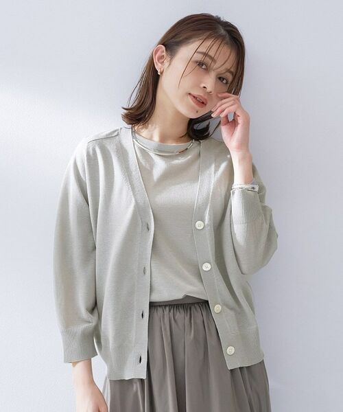UNTITLED / アンタイトル カーディガン・ボレロ | リネンエステルカーディガン（グレージュ(050)）
