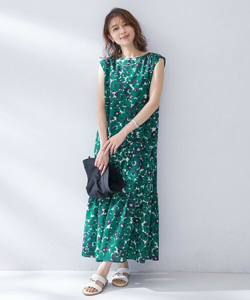 UNTITLED / アンタイトル ロング・マキシ丈ワンピース | フラワープリントワンピース（グリーン(124)）