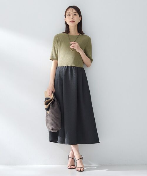 UNTITLED / アンタイトル ロング・マキシ丈ワンピース | ニットドッキングジャガードワンピース | 詳細7