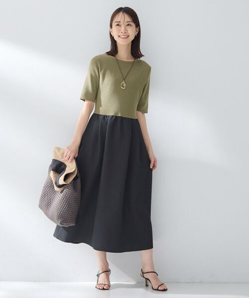 UNTITLED / アンタイトル ロング・マキシ丈ワンピース | ニットドッキングジャガードワンピース | 詳細8