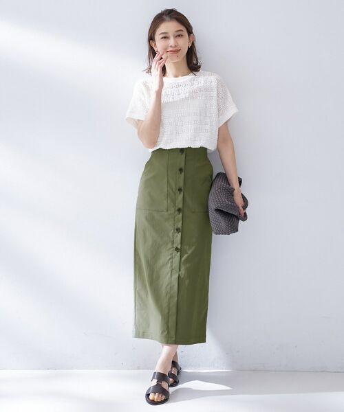 UNTITLED / アンタイトル ロング・マキシ丈スカート | ツイルボタンディティールスカート | 詳細3