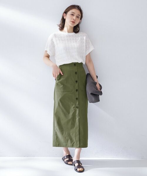 UNTITLED / アンタイトル ロング・マキシ丈スカート | ツイルボタンディティールスカート | 詳細4