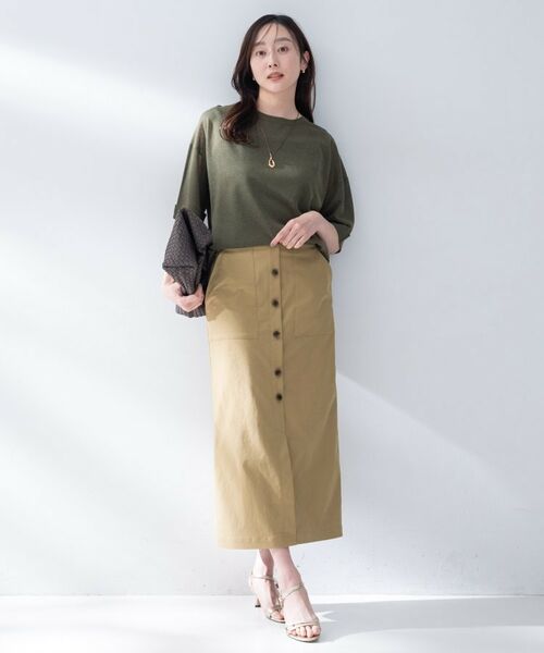UNTITLED / アンタイトル ロング・マキシ丈スカート | ツイルボタンディティールスカート | 詳細8