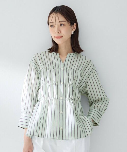 UNTITLED / アンタイトル シャツ・ブラウス | ストライプシャーリングブラウス（ミントグリーン(321)）