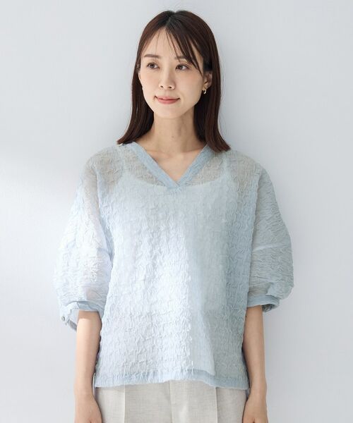 UNTITLED / アンタイトル シャツ・ブラウス | シアーVネックブラウス | 詳細14