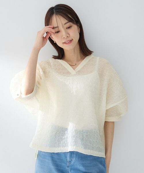 UNTITLED / アンタイトル シャツ・ブラウス | シアーVネックブラウス | 詳細2