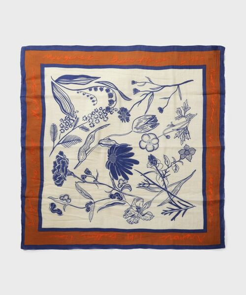 UNTITLED / アンタイトル バンダナ・スカーフ | 【manipuri】120×120 コットン混スカーフ フローラ（オレンジ(567)）