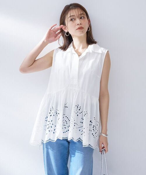 UNTITLED / アンタイトル シャツ・ブラウス | 【PROTAGPNISTA】スカラップレースブラウス（ホワイト(001)）