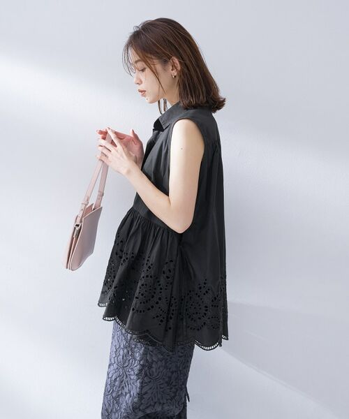 UNTITLED / アンタイトル シャツ・ブラウス | 【PROTAGPNISTA】スカラップレースブラウス（ブラック(019)）