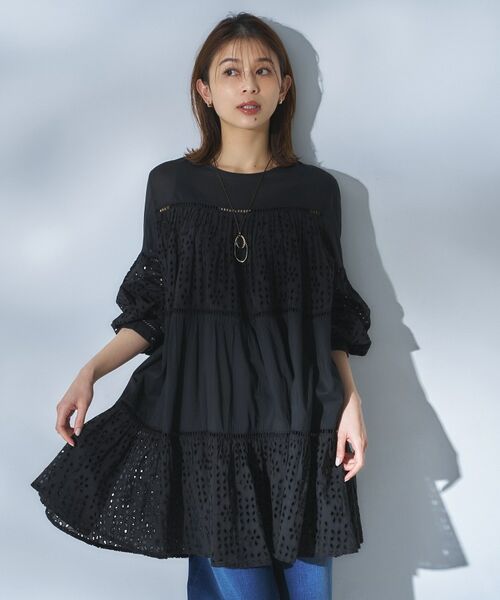 UNTITLED / アンタイトル シャツ・ブラウス | 【Audrey and John Wad】エンブロイダリーチュニックドレス（ブラック(019)）