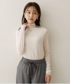 【レイヤード】シアーベロアハイネックトップス