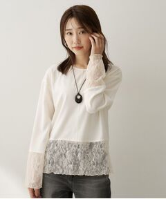 UNTITLED / アンタイトル シャツ・ブラウス | 【1枚で着映え＆レイヤードにも】レースドッキングプルオーバー