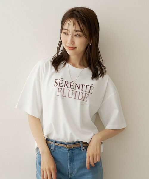 UNTITLED / アンタイトル Tシャツ | ベロアプリントロゴT(ホワイト(101))