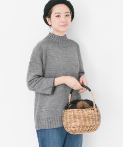 【WEB限定】袖ファー切替2WAYハイネックニット