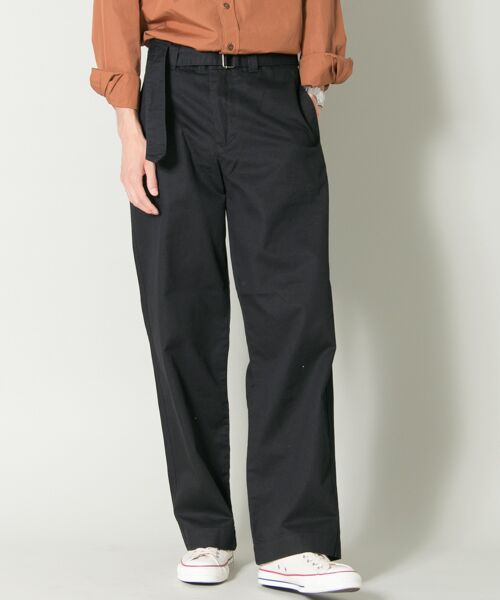 MHL. COTTON DRILL BELTED PANTS