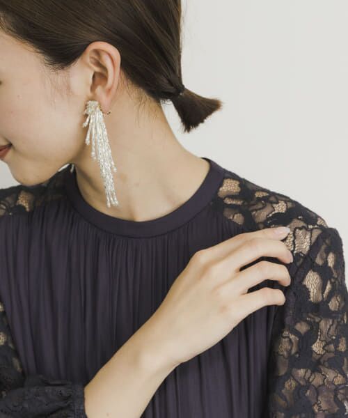 真珠のフリンジのイヤリング ピアス ファッション シンプル