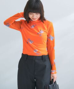 GANNI　PrintedMeshLongSleeveTOPS